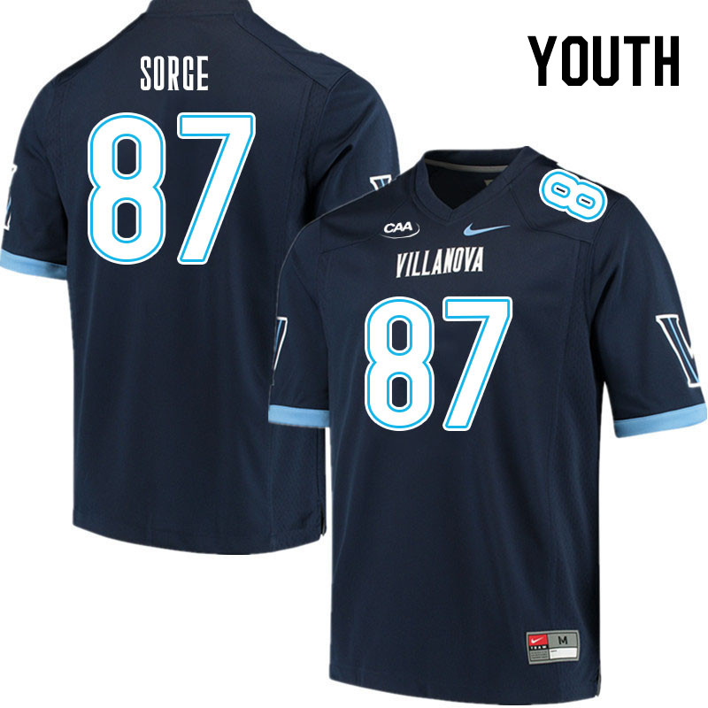 Youth #87 Ryan Sorge Villanova Wildcats College Football Jerseys Stitched Sale-Navy - Click Image to Close